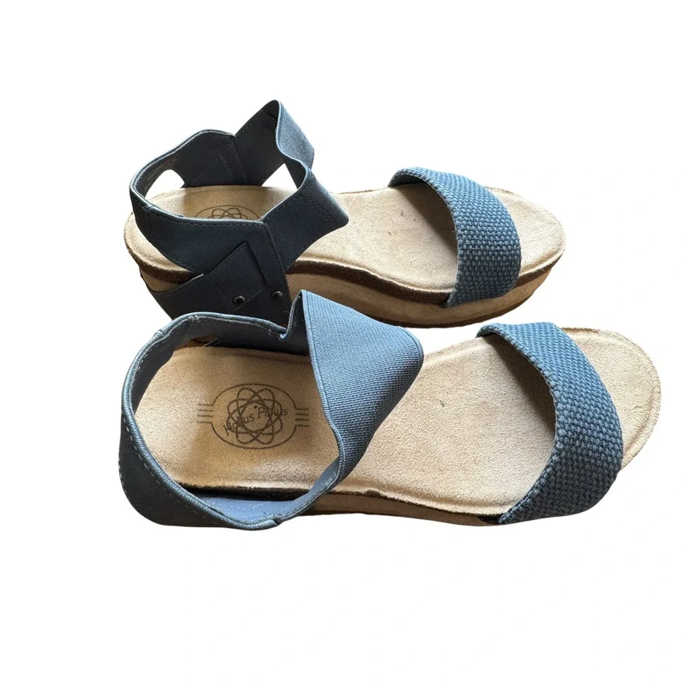 Hokus Pokus Jenny Wedge Sandals Womens 6.5 Blue Excellent Platform Elastic